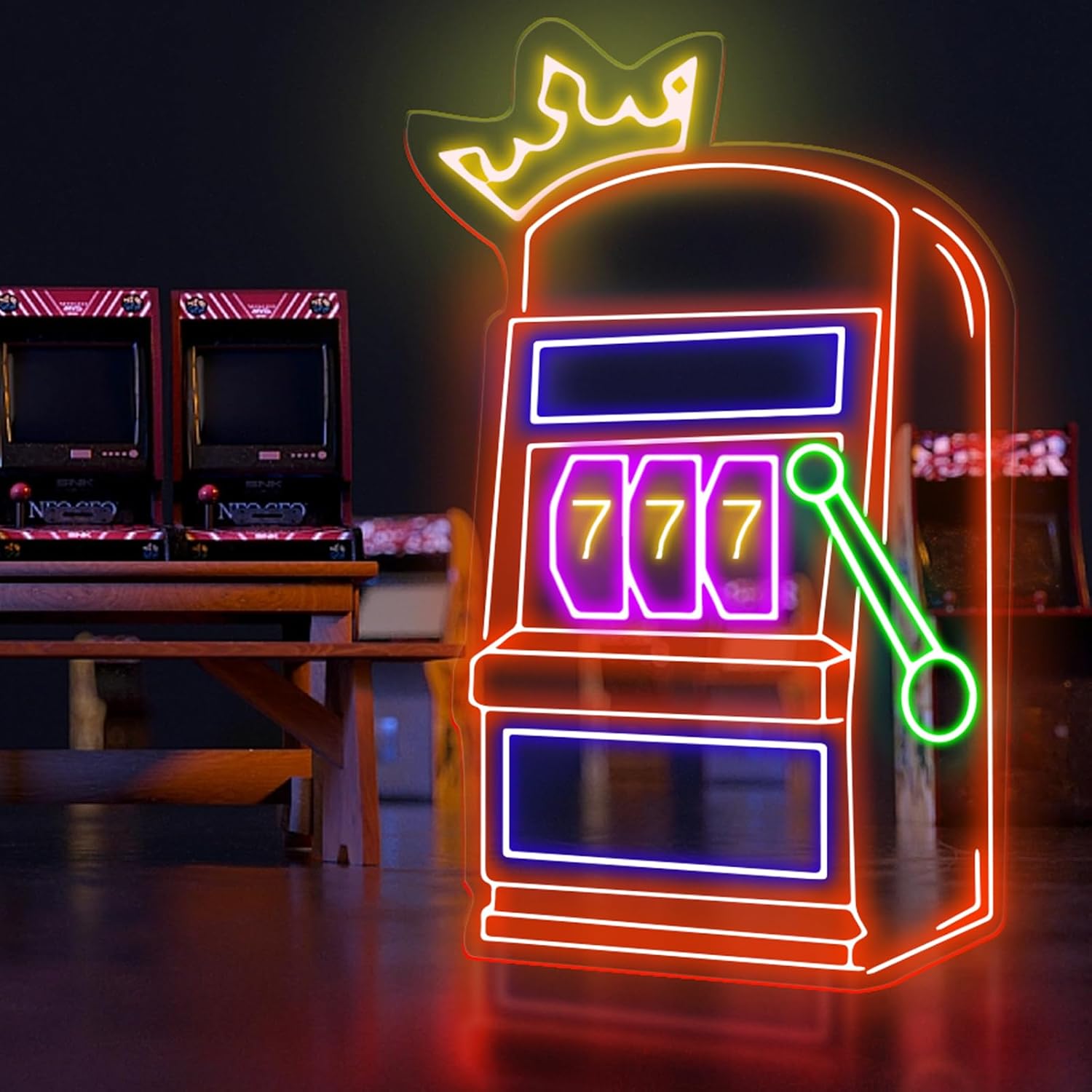 Slot Machine Neon Sign Game Ic - Outdoor Power Garage 评论和价格
