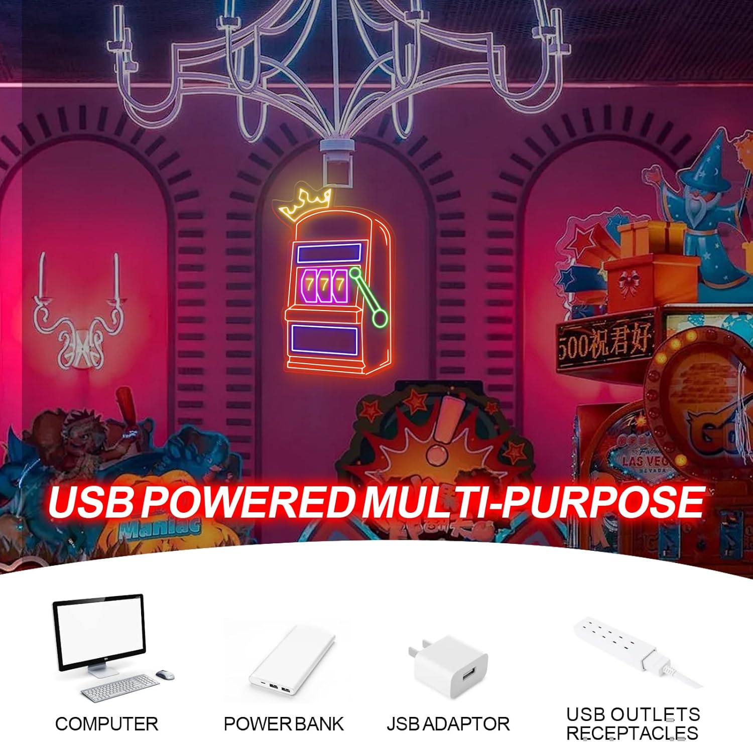 Slot Machine Neon Sign Game Ic - Outdoor Power Garage 评论和价格