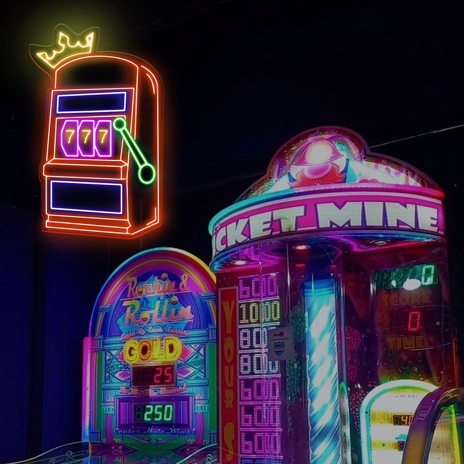 Slot Machine Neon Sign Game Ic - Outdoor Power Garage 评论和价格