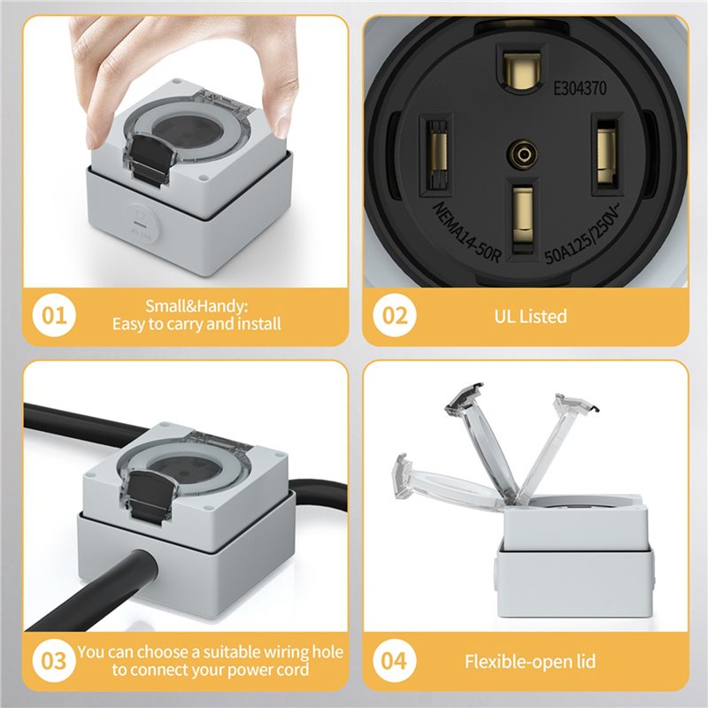 ABVC 6X 50Amp Power Outlet Box - Outdoor Power Receptacle Box 评论和价格