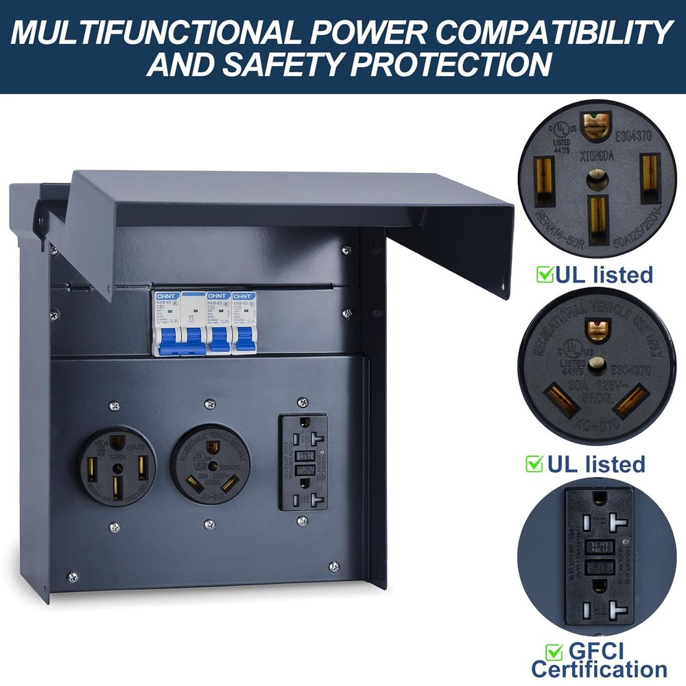 RV Electrical Panel with Break - Outdoor Power Receptacle Box 评论和价格