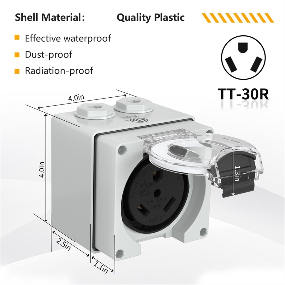 HHTL 30Amp Power Outlet Box,12 - Outdoor Power Receptacle Box 评论和价格